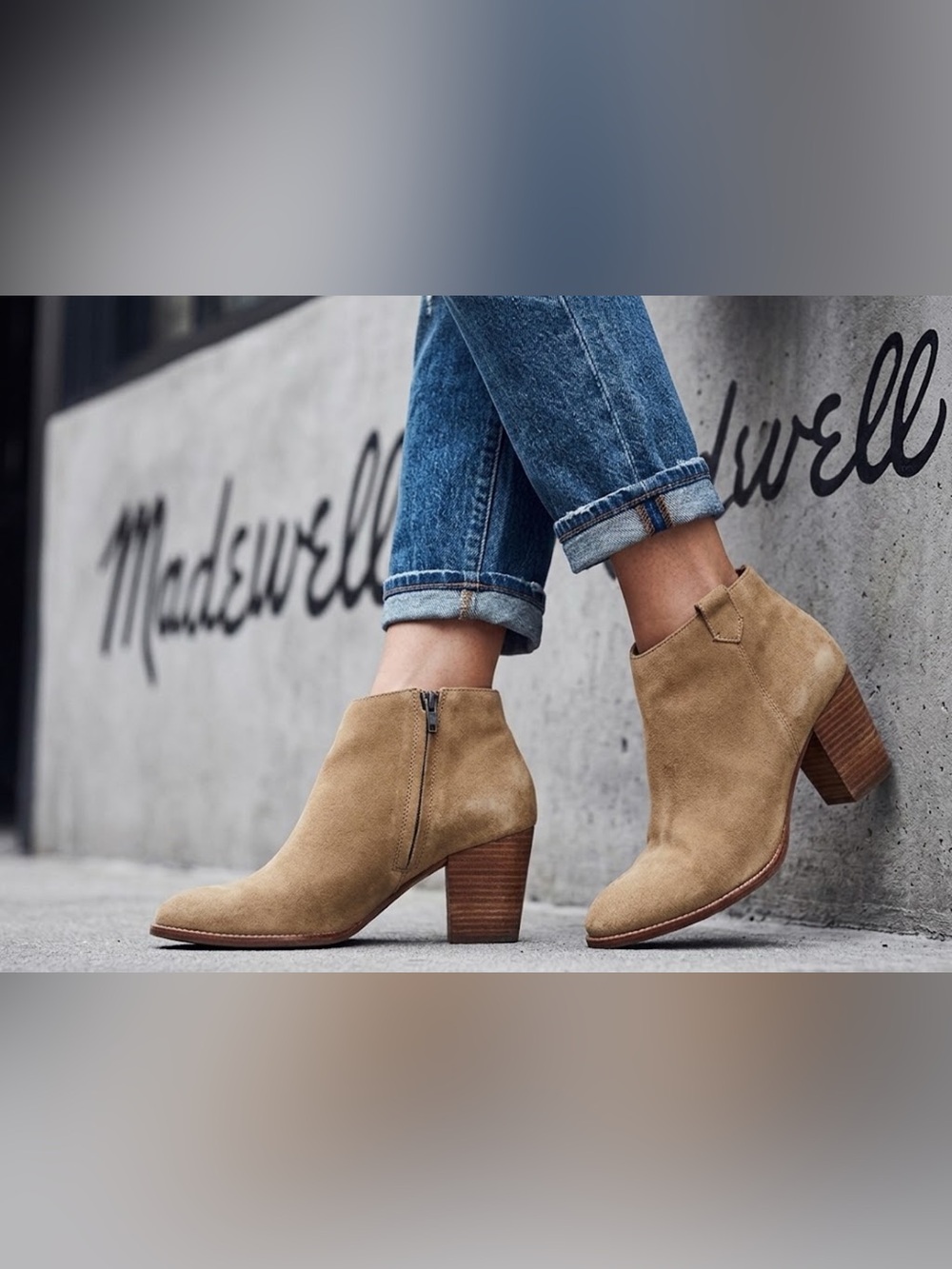 Authentic Madewell suede leather designer ankle boots booties size 9.5